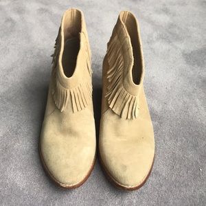 Joie beige suede fringe booties cowboy style 38